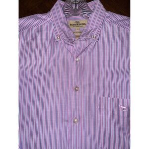 Rodd & Gunn Button Down Shirt Mens Size Large Pink Blue Stripe Made in Italy